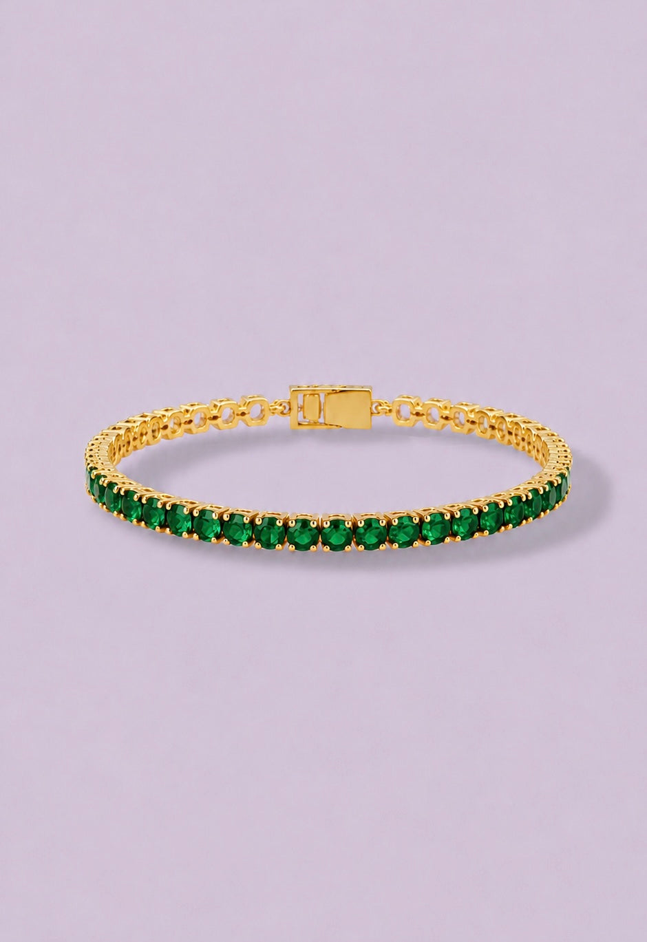 Emerald Bracelet pulsera tennis con cristales esmeralda bañada en oro 18K