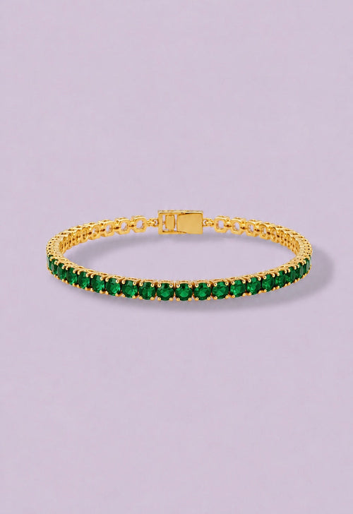 Emerald Bracelet pulsera tennis con cristales esmeralda bañada en oro 18K