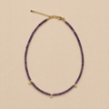 Crystal Bloom purple amethyst beaded necklace with gold and crystal details