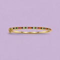 Pulsera bangle dorada con piedras multicolor arcoíris