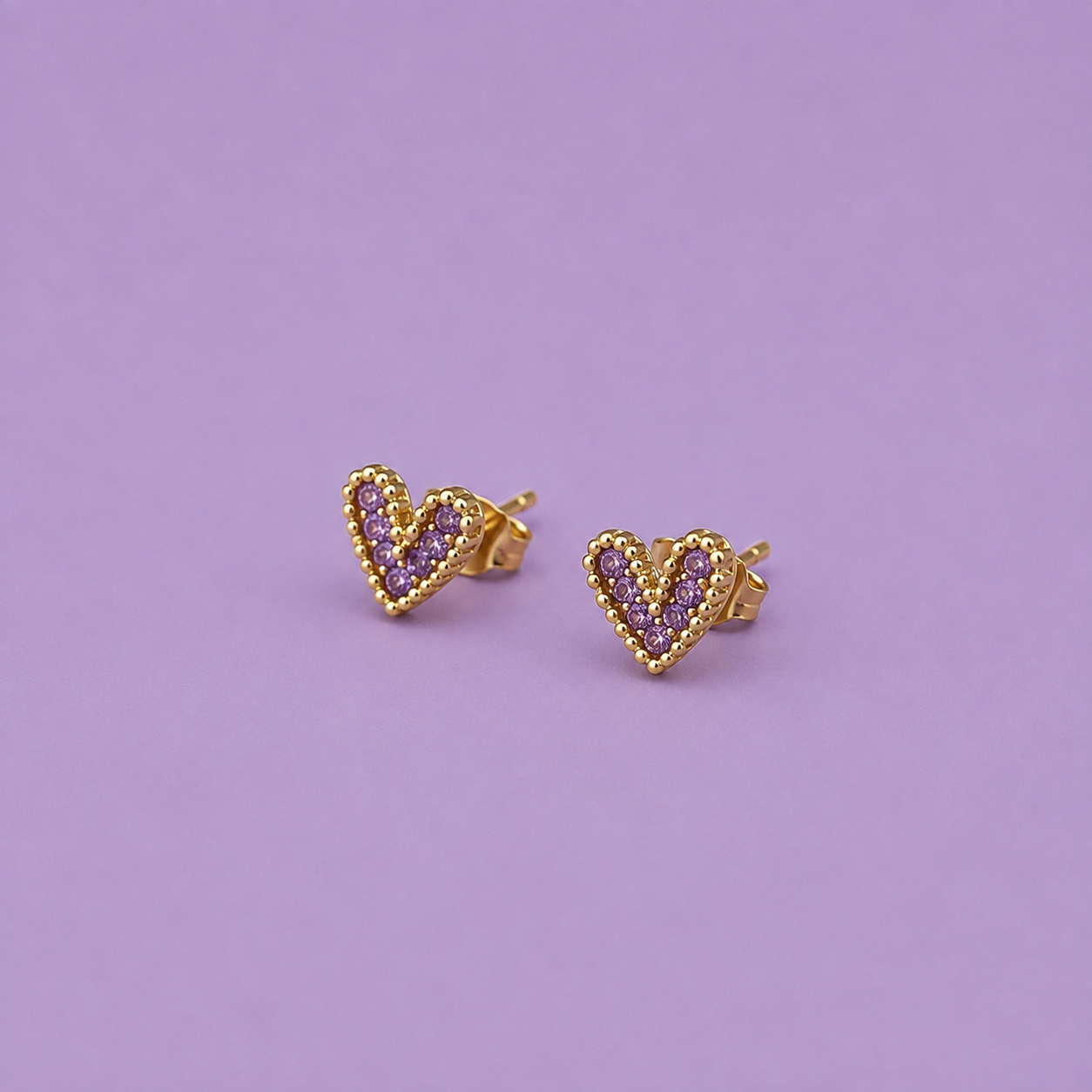 Purple Hearts Stud