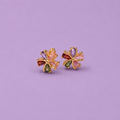 Flower Girl aretes flor con cristales multicolor bañados en oro 18K